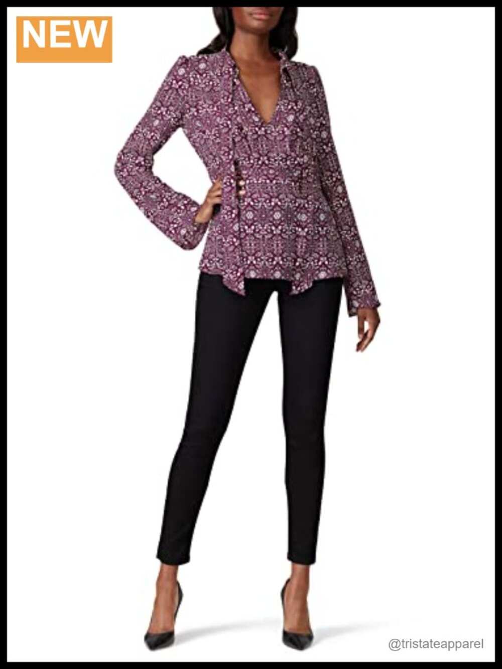 Derek Lam Blouse Silk Tie Neck Purple Print for Women